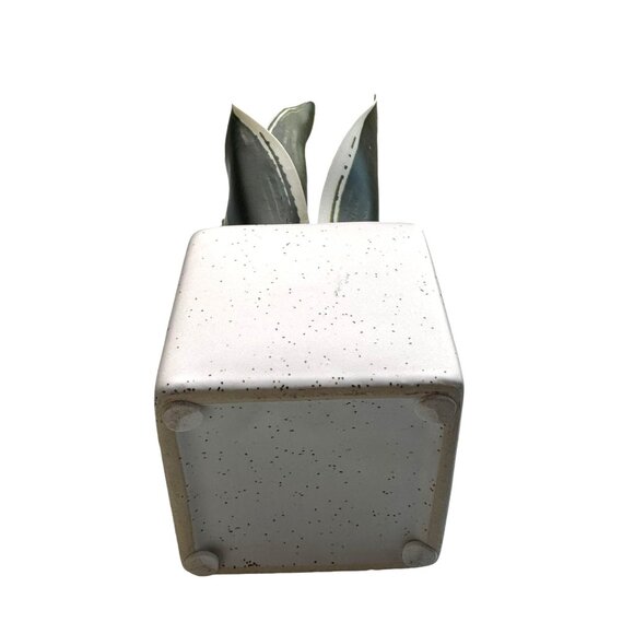 Artificial Snake Plant In Speckled White Square Ceramic Pot - Picture 6 of 6
